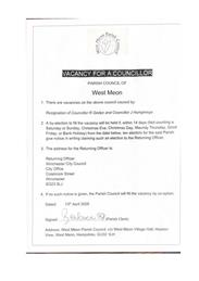 Two Vacancies on West Meon Parish Council